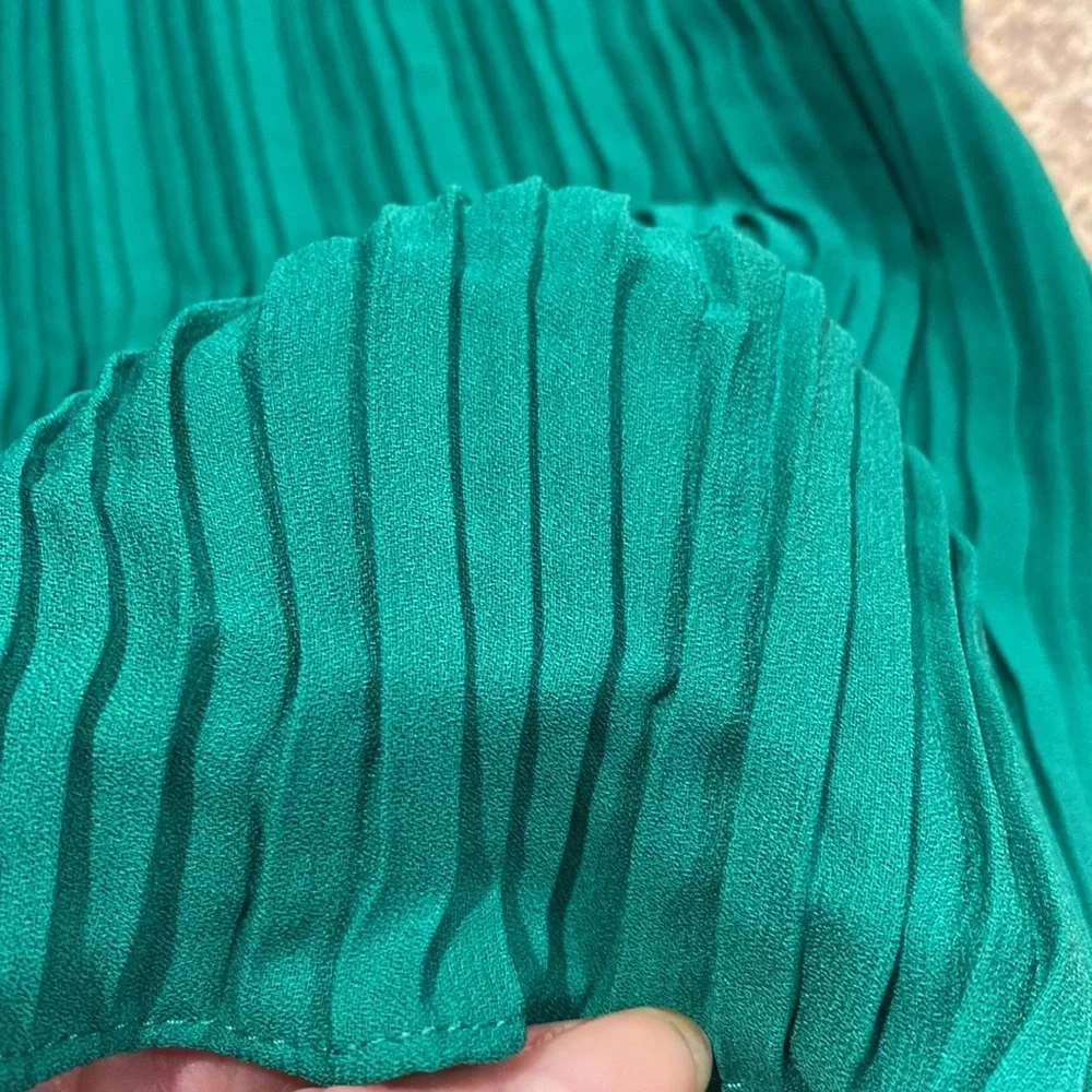 Adrianna Papell Green High Neck Pleated Look Small - Picture 7 of 13